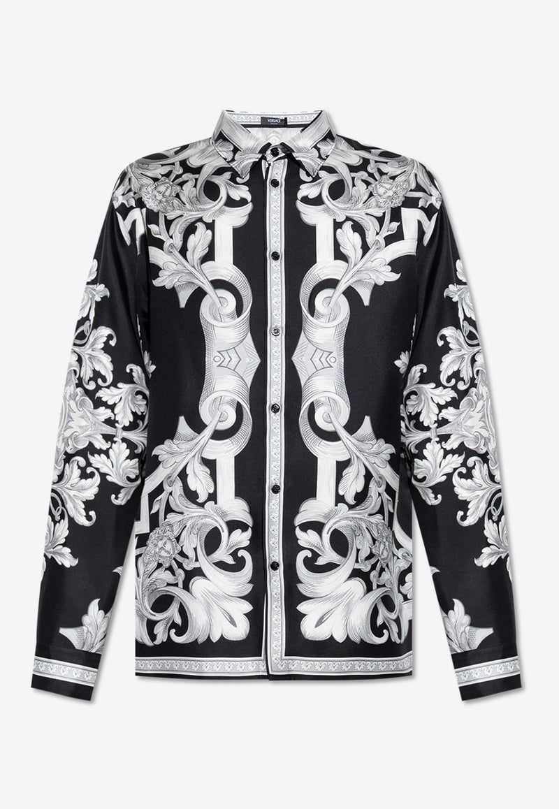 Versace Architectural Barocco Print Silk Shirt Black 1019438 1A14713 5B950