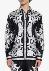 Versace Architectural Barocco Print Silk Shirt Black 1019438 1A14713 5B950
