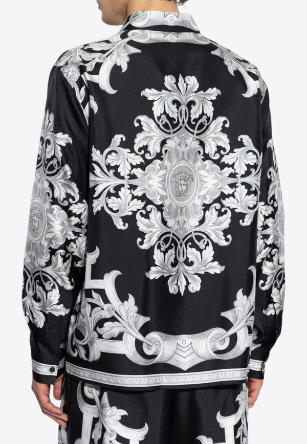 Versace Architectural Barocco Print Silk Shirt Black 1019438 1A14713 5B950