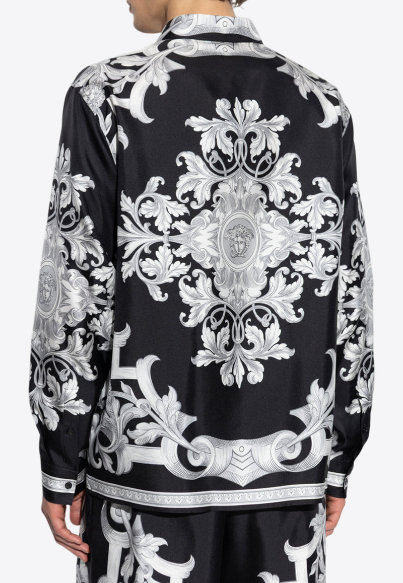 Versace Architectural Barocco Print Silk Shirt Black 1019438 1A14713 5B950