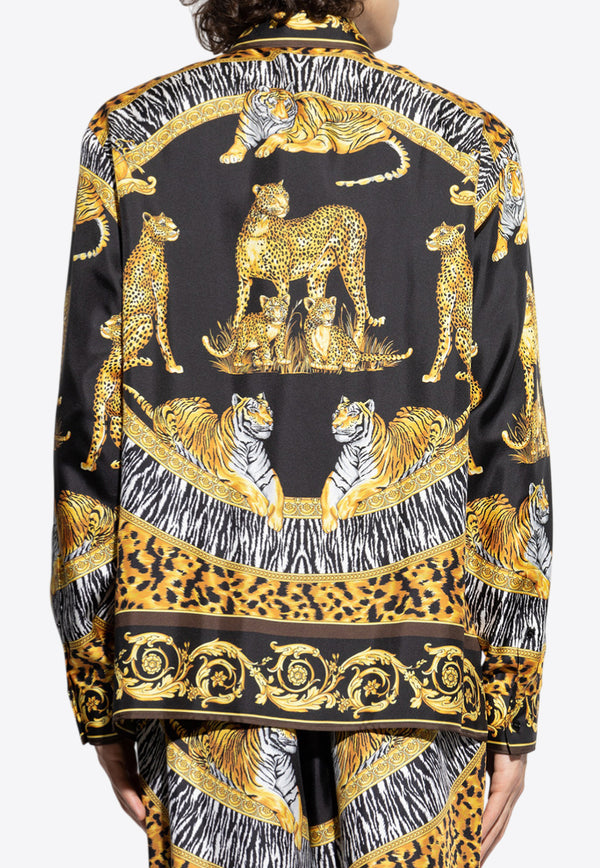Versace Wild Cats Print Silk Shirt Multicolor 1019438 1A15792 5E670