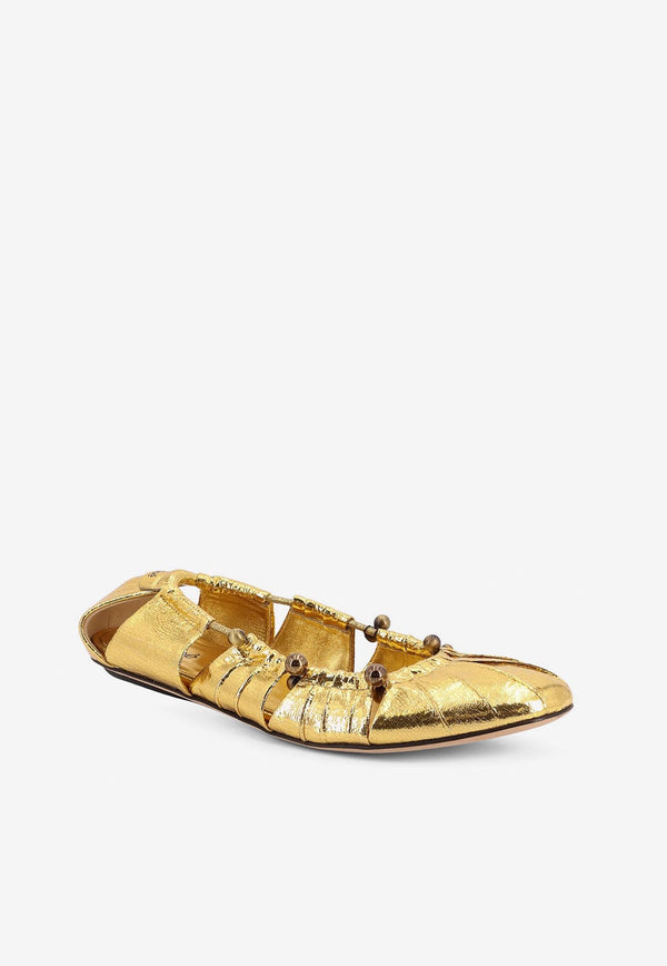 Chloé Moon Metallic Leather Ballet Flats Gold CHC25S08JQO_9DA_Golden_32772889