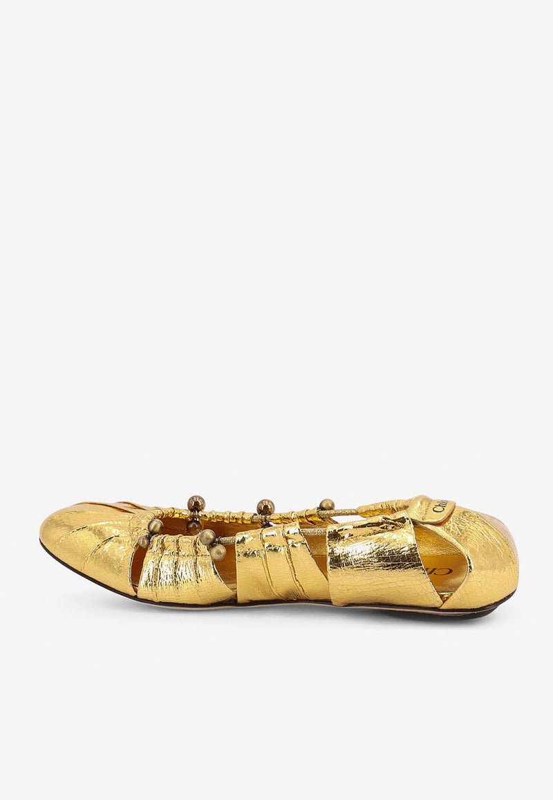 Chloé Moon Metallic Leather Ballet Flats Gold CHC25S08JQO_9DA_Golden_32772889