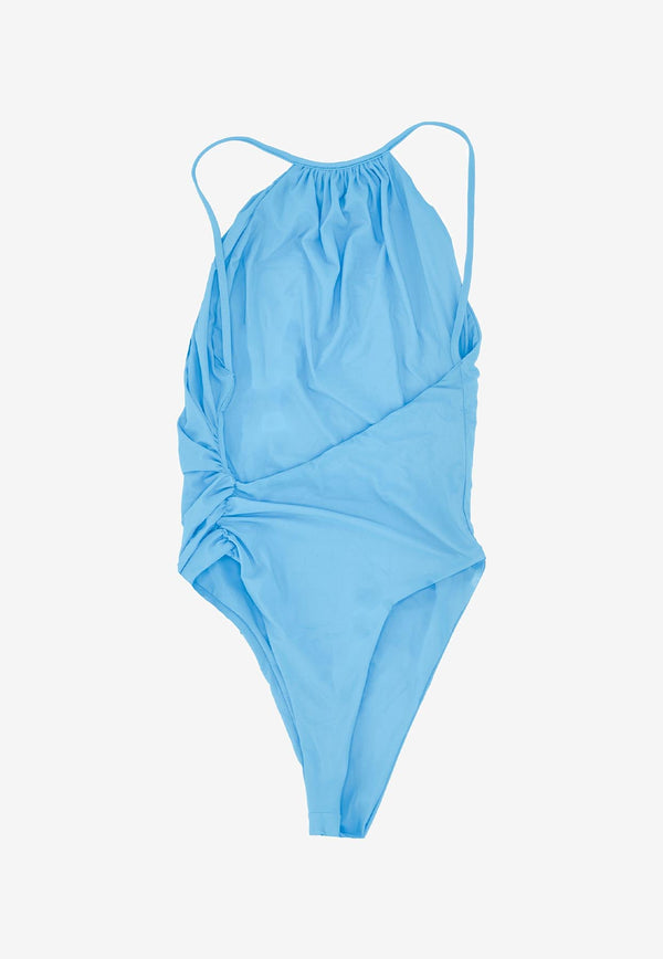Dsquared2 Ruched Open-Back One-Piece Swimsuit Light Blue D6BU75140_217