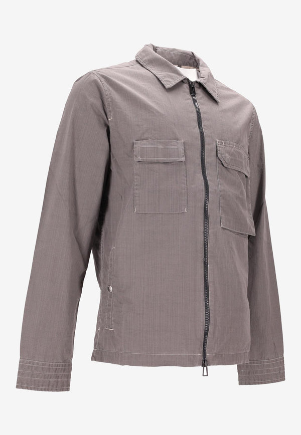 Paul Smith Coated Slub Zip-Up Overshirt Gray M2R455ZP22339_76