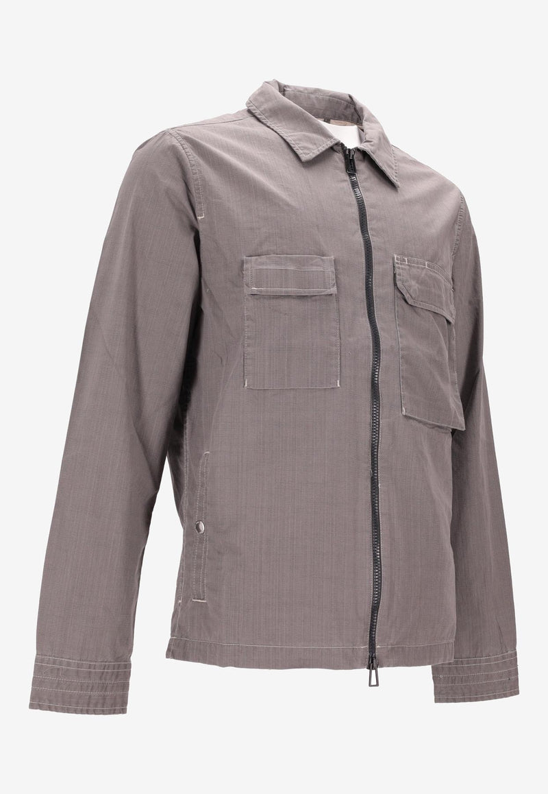 Paul Smith Coated Slub Zip-Up Overshirt Gray M2R455ZP22339_76