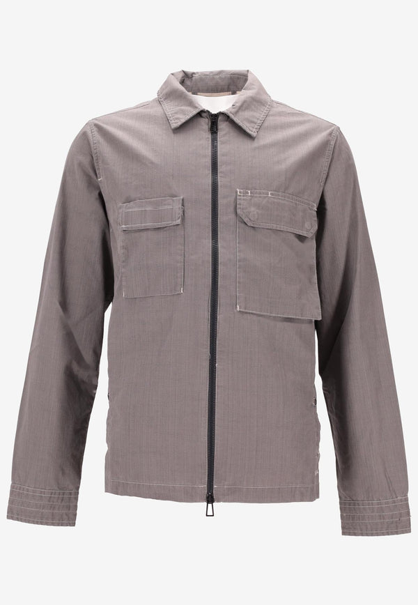 Paul Smith Coated Slub Zip-Up Overshirt Gray M2R455ZP22339_76