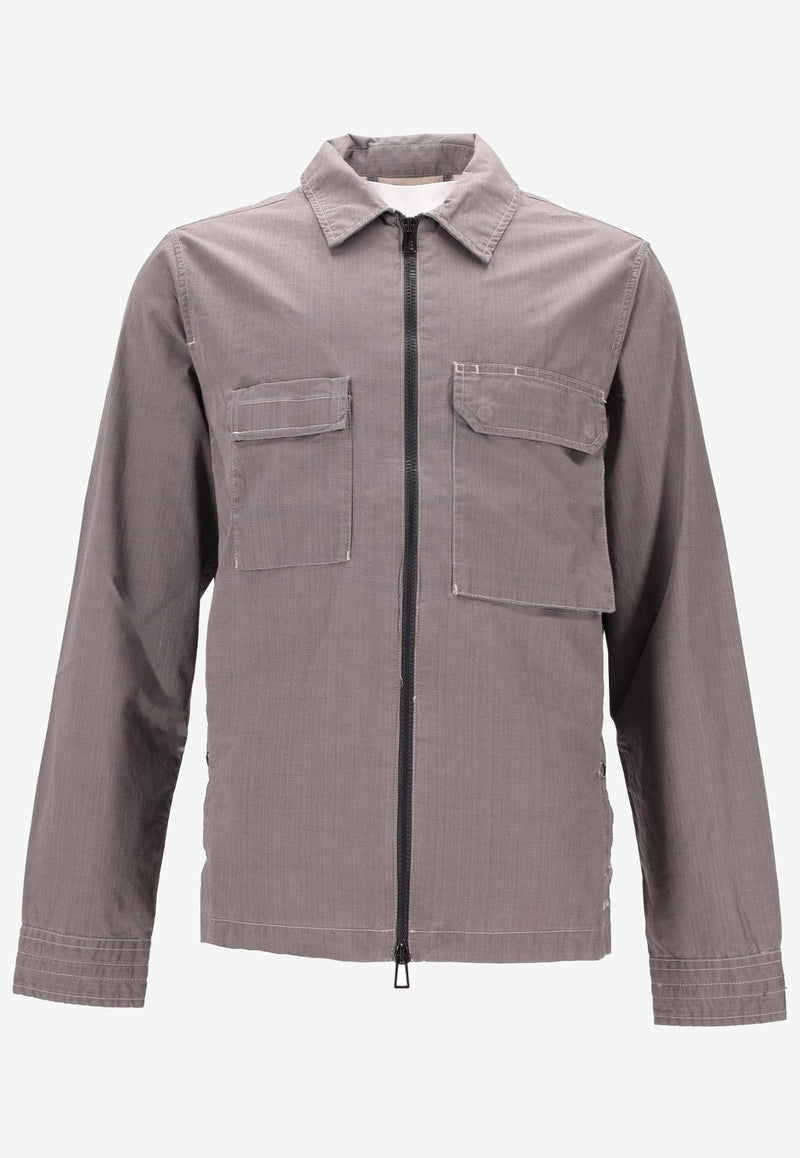 Paul Smith Coated Slub Zip-Up Overshirt Gray M2R455ZP22339_76