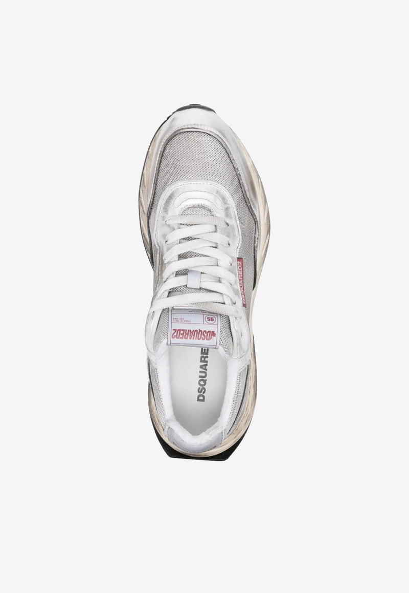 Dsquared2 Sprinter Leather and Mesh Sneakers Silver SNM040134708185_2137