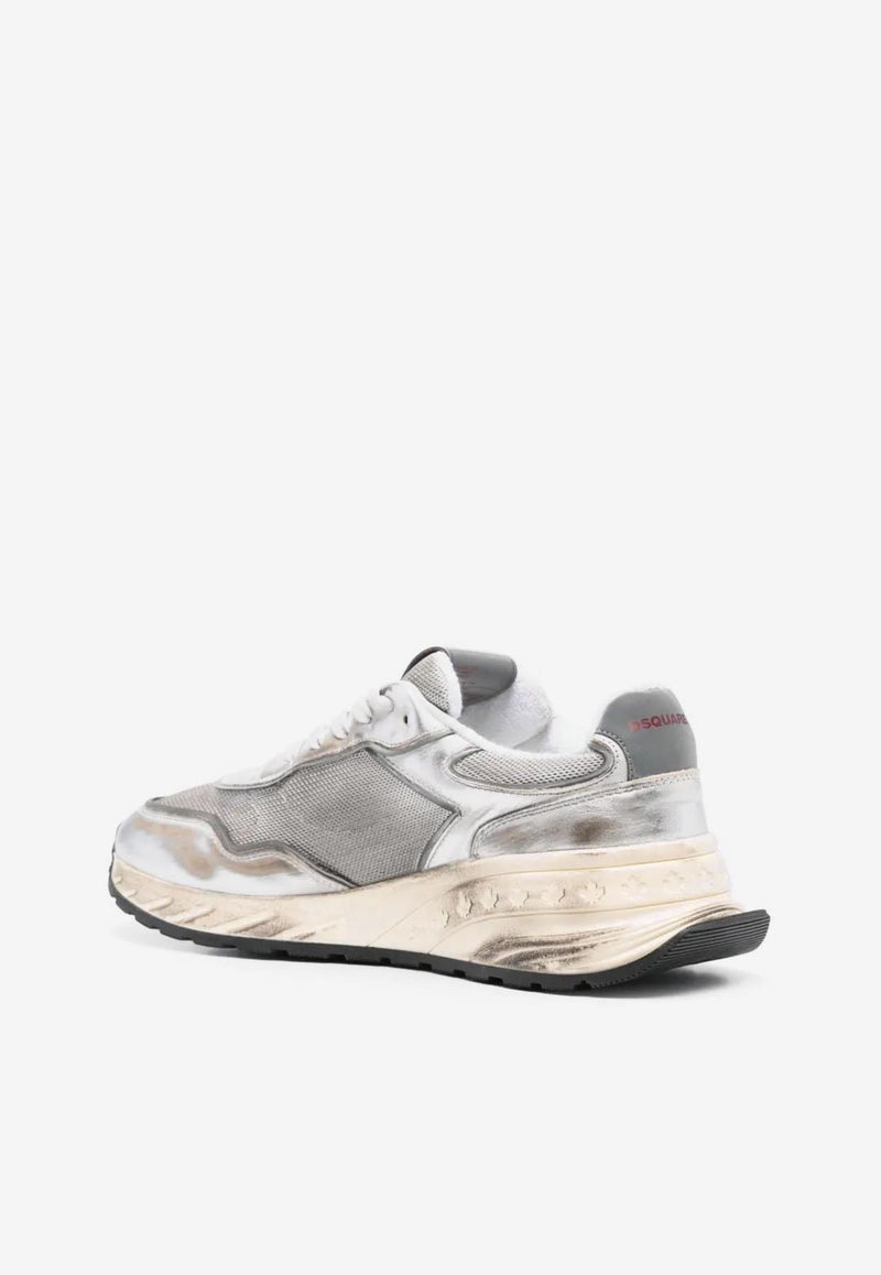 Dsquared2 Sprinter Leather and Mesh Sneakers Silver SNM040134708185_2137
