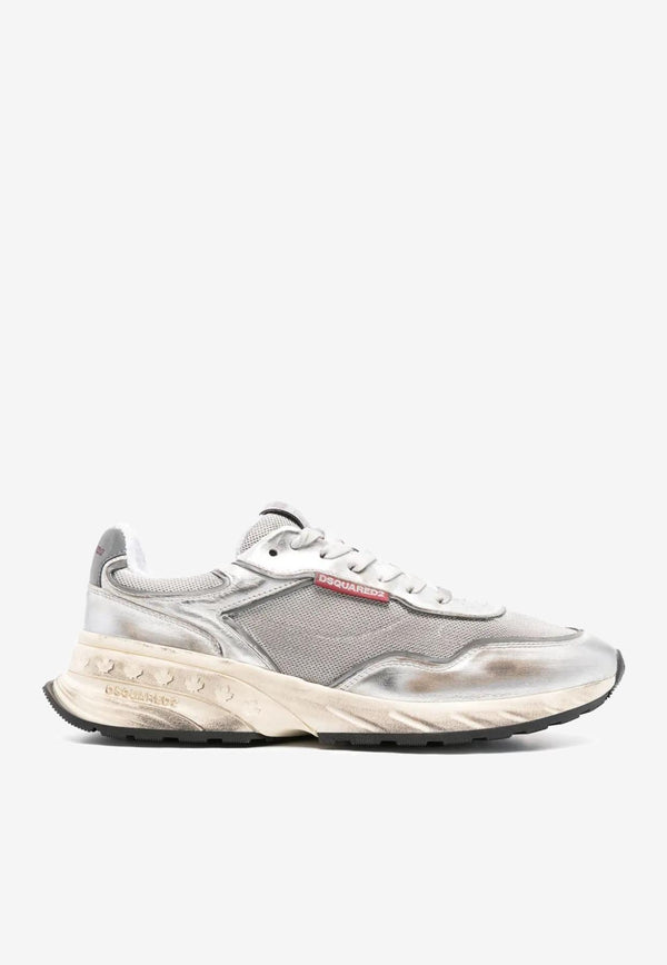 Dsquared2 Sprinter Leather and Mesh Sneakers Silver SNM040134708185_2137