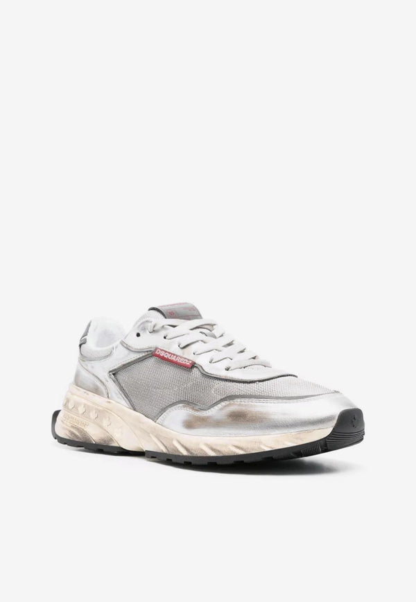 Dsquared2 Sprinter Leather and Mesh Sneakers Silver SNM040134708185_2137
