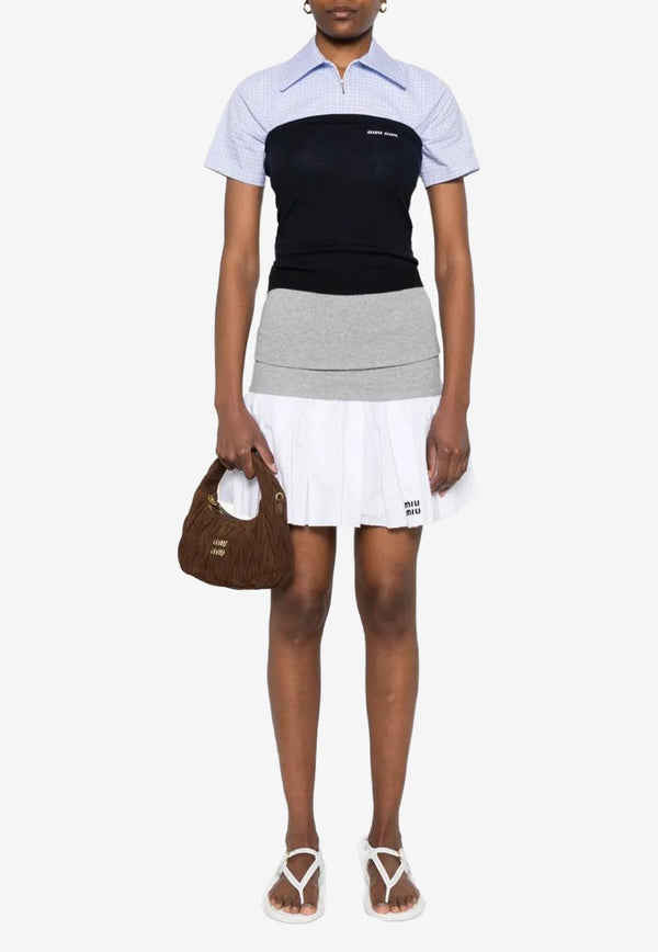 Miu Miu Logo Intarsia Wool Knit Tube Top Navy MMV288SOOO16WJ_F0008