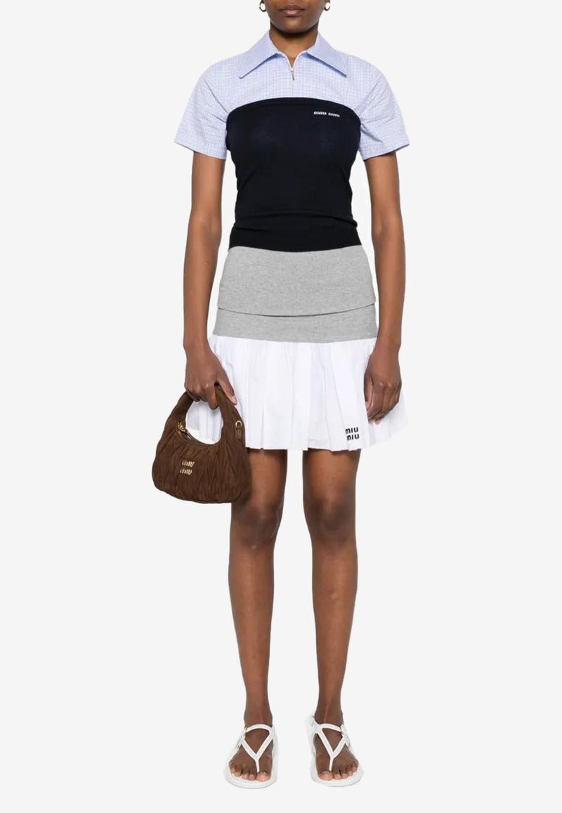 Miu Miu Logo Intarsia Wool Knit Tube Top Navy MMV288SOOO16WJ_F0008