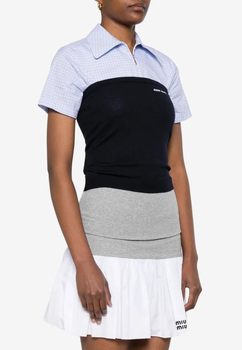 Miu Miu Logo Intarsia Wool Knit Tube Top Navy MMV288SOOO16WJ_F0008