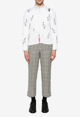 Thom Browne Geese 4-bar Pinstripe Long-Sleeved Shirt White MWL272EE1384_035