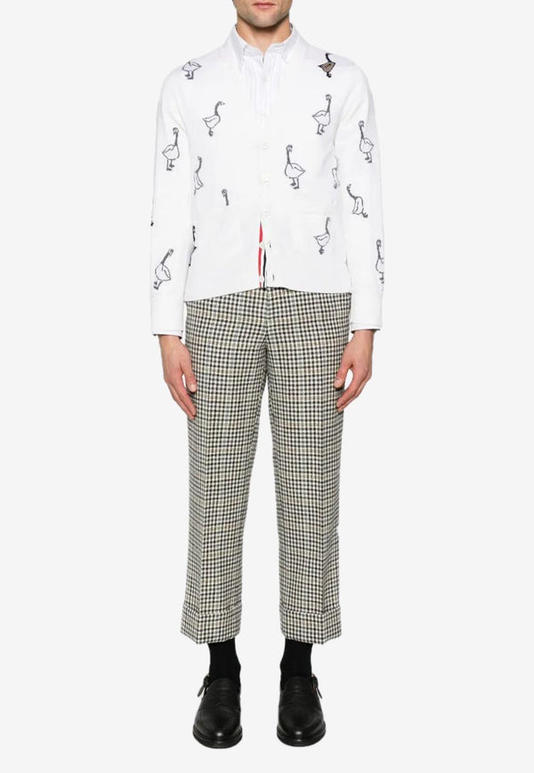 Thom Browne Geese 4-bar Pinstripe Long-Sleeved Shirt White MWL272EE1384_035