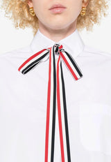 Thom Browne Grosgrain Bow Tie Poplin Shirt White FTU371G03113_100
