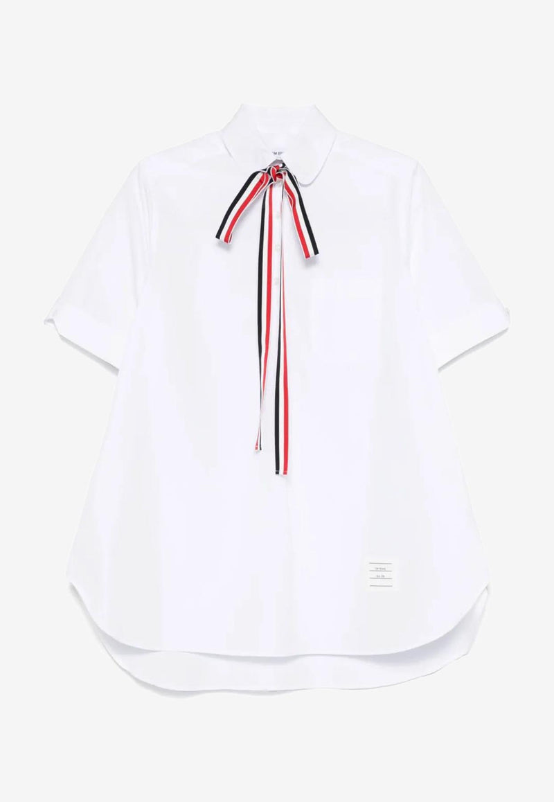 Thom Browne Grosgrain Bow Tie Poplin Shirt White FTU371G03113_100