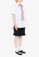 Thom Browne Grosgrain Bow Tie Poplin Shirt White FTU371G03113_100