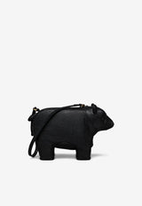 Thom Browne Bear Baguette Grained Leather Shoulder Bag Black UAG224A00198_001