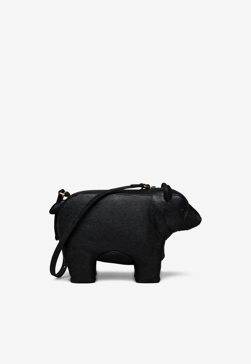 Thom Browne Bear Baguette Grained Leather Shoulder Bag Black UAG224A00198_001