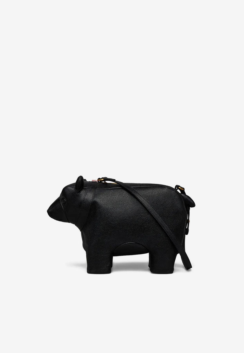 Thom Browne Bear Baguette Grained Leather Shoulder Bag Black UAG224A00198_001