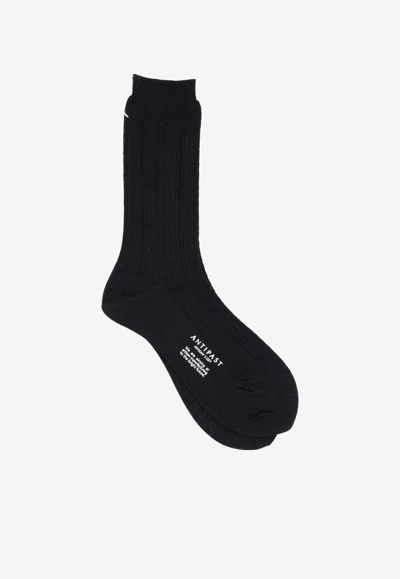 ANTIPAST Cable Knit Logo Socks Black ANP126_BLACK