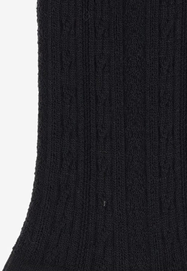 ANTIPAST Cable Knit Logo Socks Black ANP126_BLACK