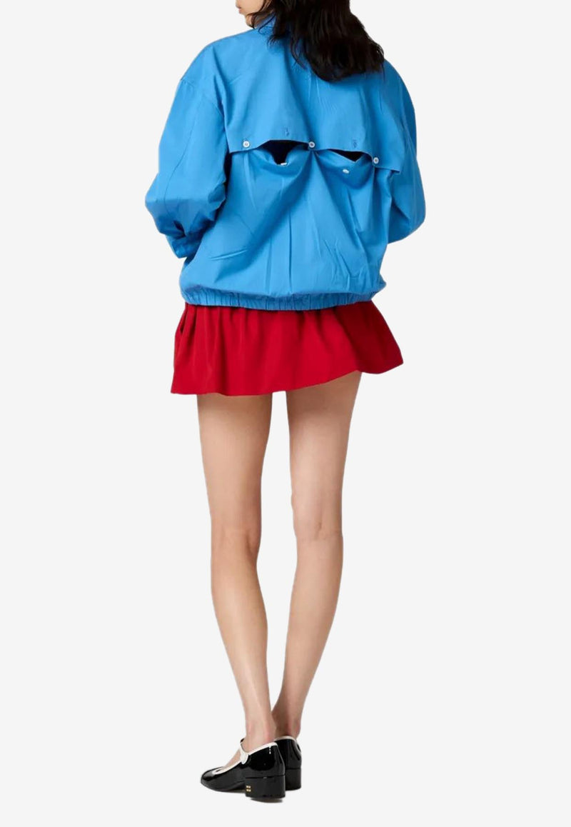 Miu Miu Logo Embroidered Poplin Mini Skirt Scarlet MG2200SOOO1BMS_F0D56