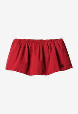 Miu Miu Logo Embroidered Poplin Mini Skirt Scarlet MG2200SOOO1BMS_F0D56