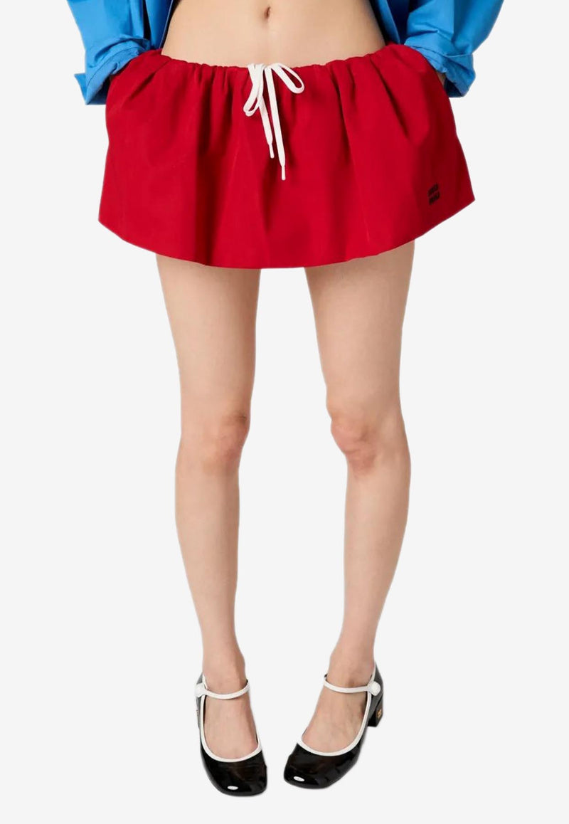 Miu Miu Logo Embroidered Poplin Mini Skirt Scarlet MG2200SOOO1BMS_F0D56