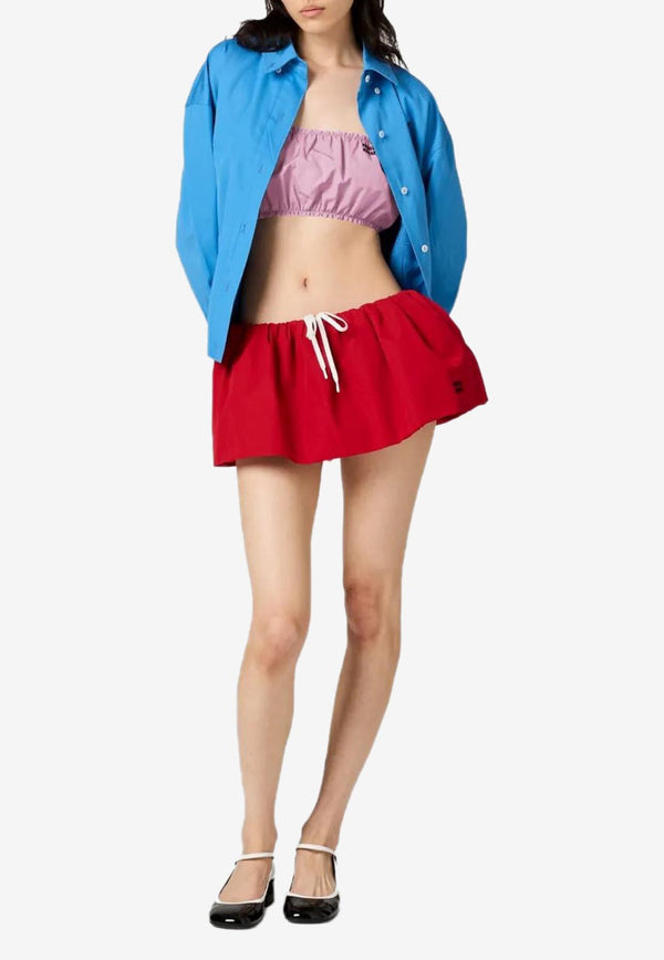 Miu Miu Logo Embroidered Poplin Mini Skirt Scarlet MG2200SOOO1BMS_F0D56