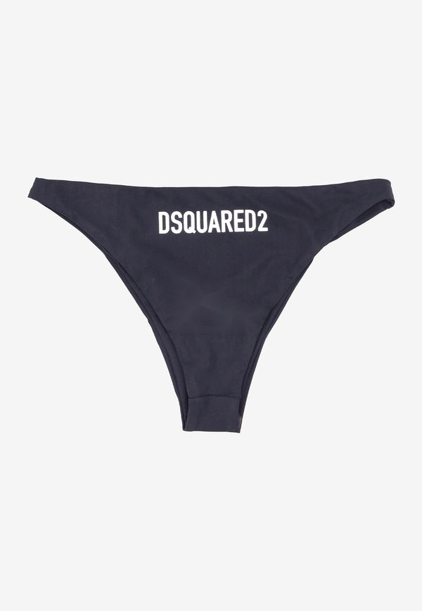 Dsquared2 Logo Print Bikini Bottom Black D6B225040_010