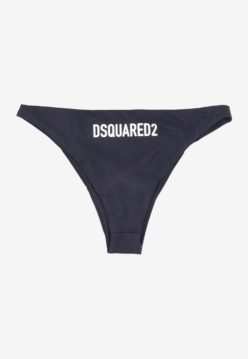 Dsquared2 Logo Print Bikini Bottom Black D6B225040_010