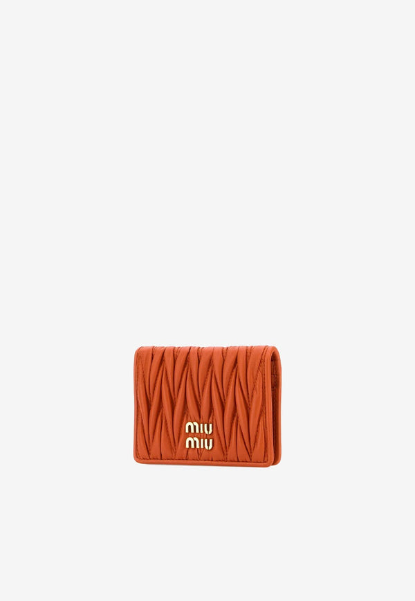 Miu Miu Logo Plaque Matelassé Leather Cardholder Orange 5MC103AFPP_F0049