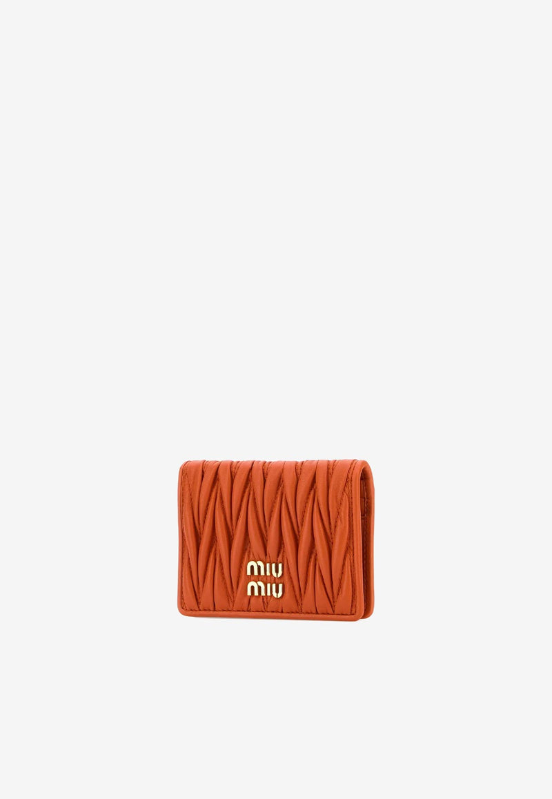 Miu Miu Logo Plaque Matelassé Leather Cardholder Orange 5MC103AFPP_F0049
