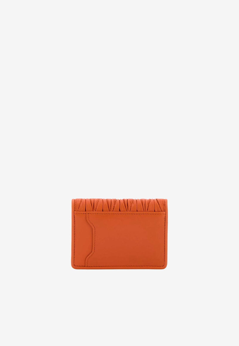 Miu Miu Logo Plaque Matelassé Leather Cardholder Orange 5MC103AFPP_F0049