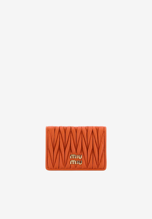 Miu Miu Logo Plaque Matelassé Leather Cardholder Orange 5MC103AFPP_F0049