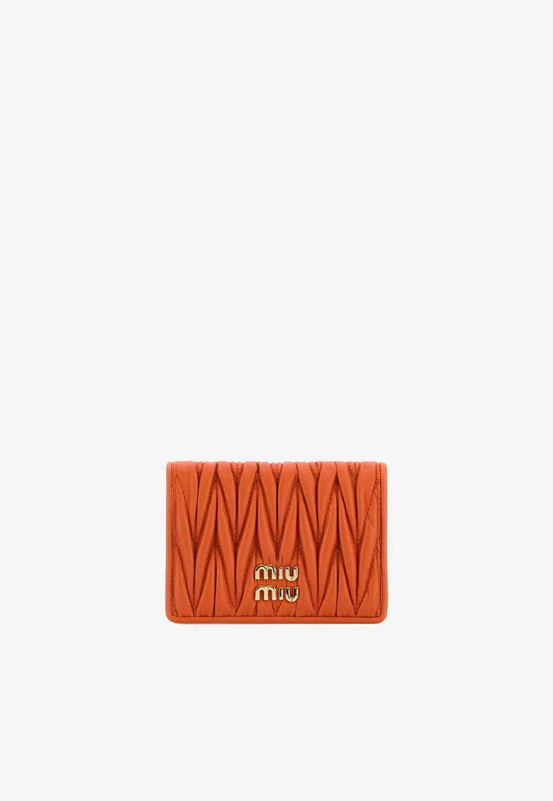 Miu Miu Logo Plaque Matelassé Leather Cardholder Orange 5MC103AFPP_F0049