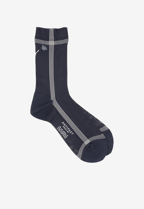 ANTIPAST Bee and Logo Embossed Socks Navy KT142MS_NAVY