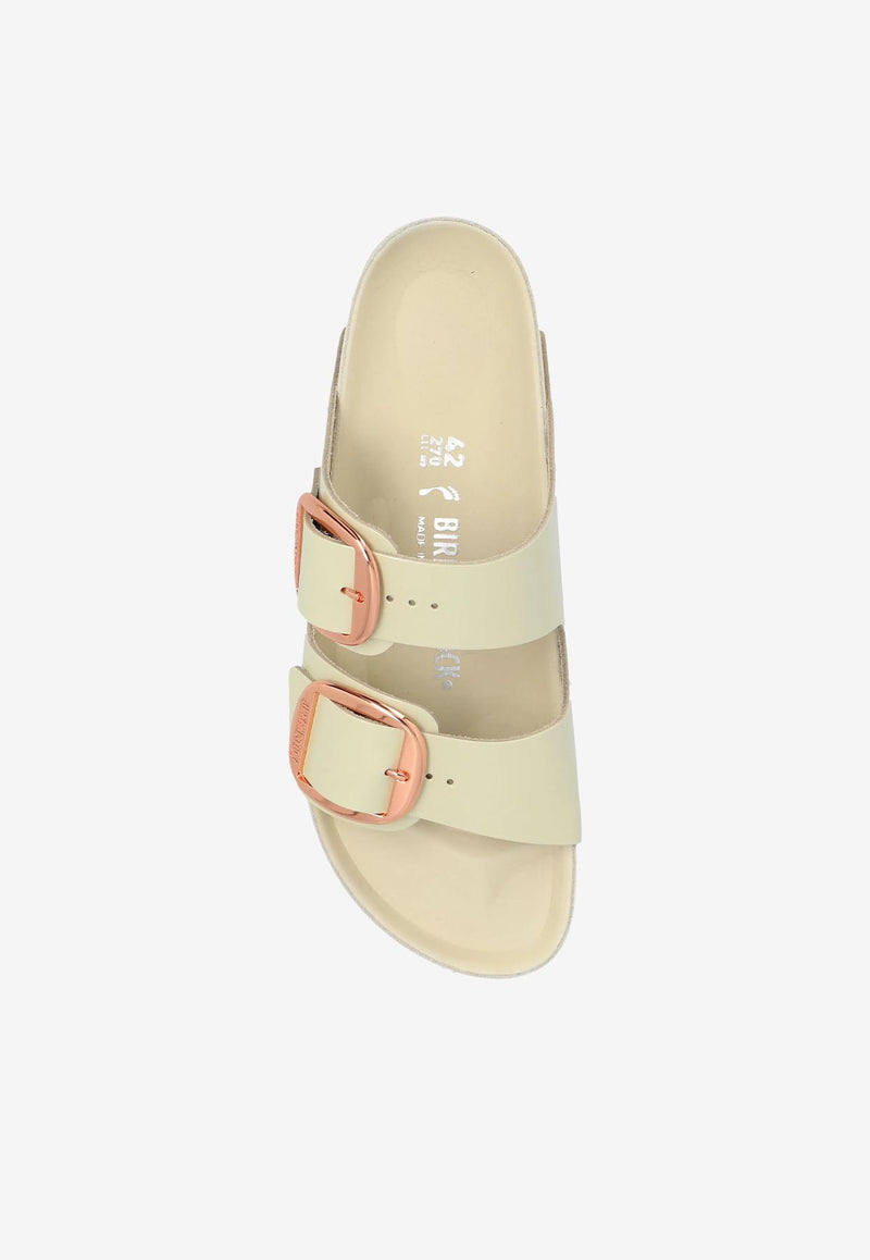 Birkenstock Arizona Lacquer Leather Slides Ecru 1027850_High-Shine Ecru