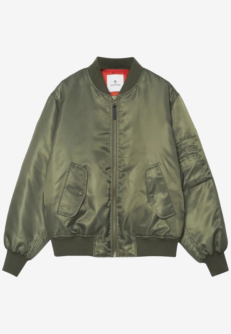 Anine Bing Leon Oversized Bomber Jacket Green A017160_320