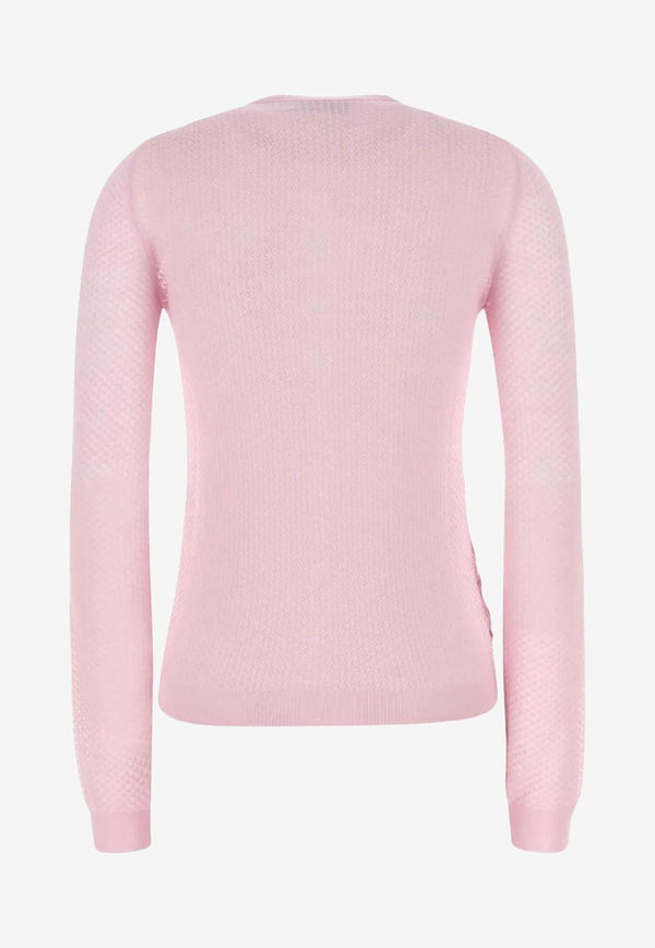 Miu Miu Knitted Cashmere Logo Cardigan Pink MMF971SOOO17NN_F0E18