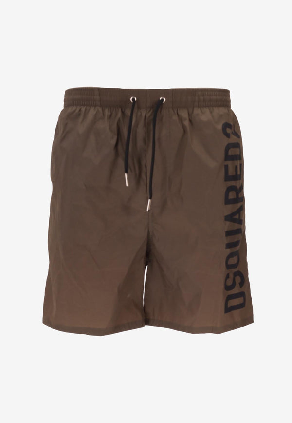 Dsquared2 Logo Print Swim Shorts Green D7BM16000_307