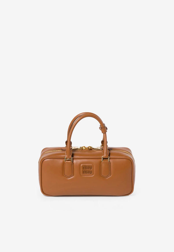 Miu Miu Large Arcadie Leather Top Handle Bag Camel 5BB148VOONACR3_F0046