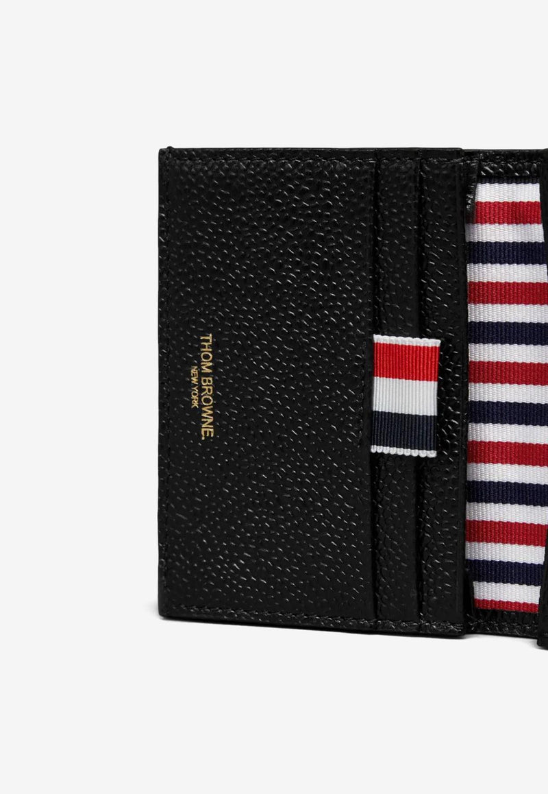 Thom Browne Embroidered Goose Grained Leather Double Cardholder Black UAW073A00198_001