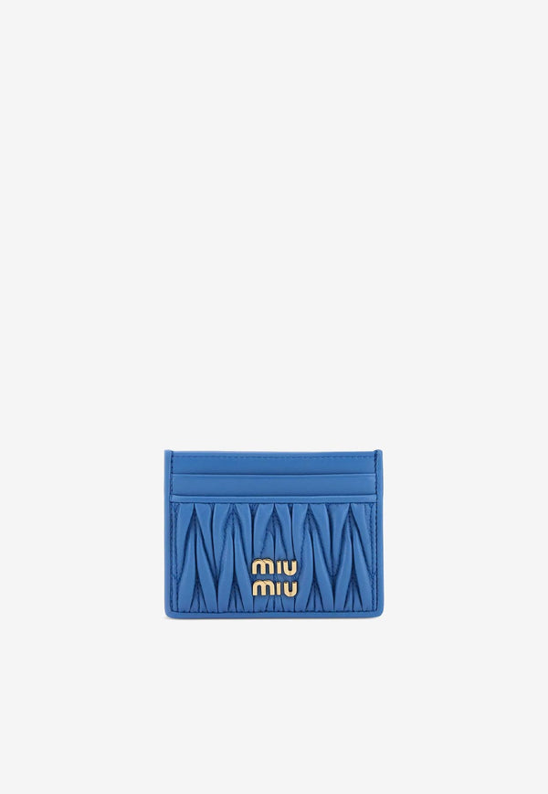 Miu Miu Matelassé Leather Logo Cardholder Blue 5MC076AFPP_F0V98