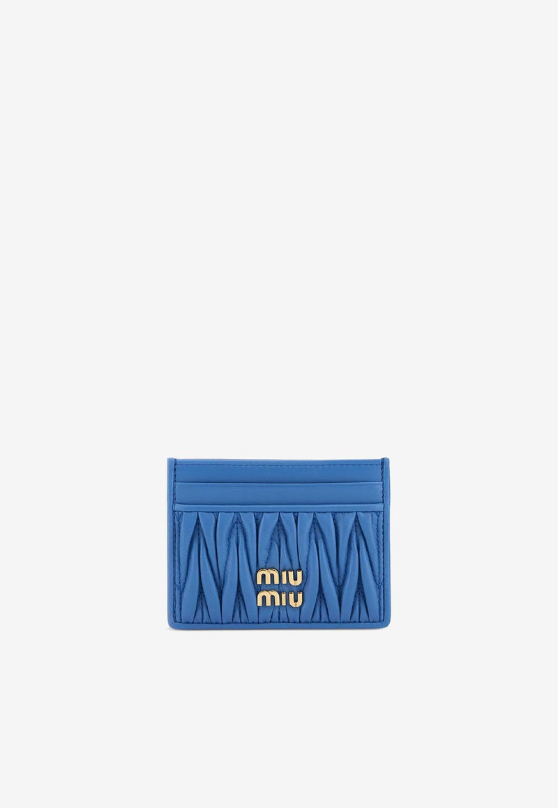 Miu Miu Matelassé Leather Logo Cardholder Blue 5MC076AFPP_F0V98