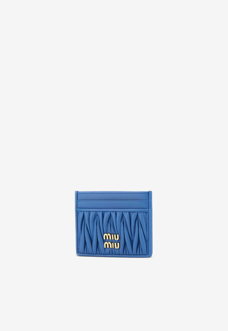 Miu Miu Matelassé Leather Logo Cardholder Blue 5MC076AFPP_F0V98